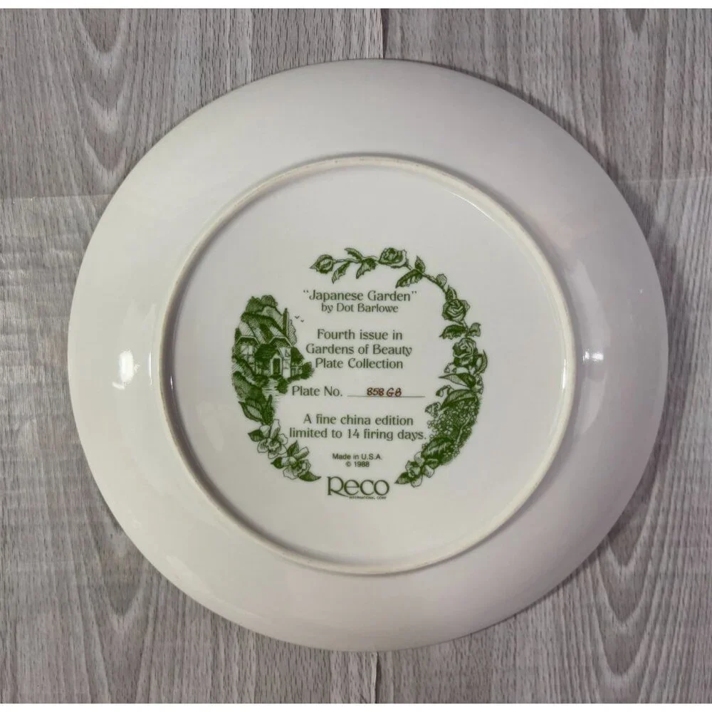 RECO 1988 By Dot Barlowe Plate Gardens flowers floral set x 7 made in USA